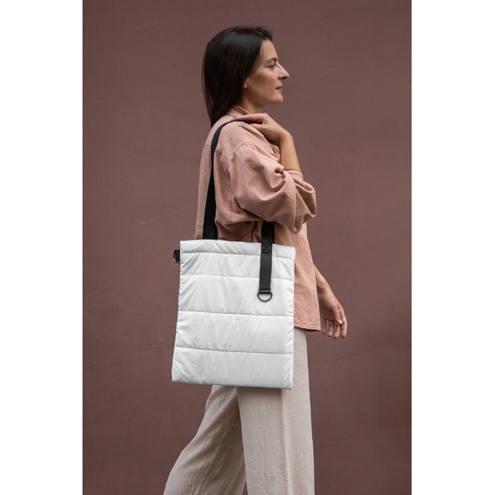Шоппер Superbag Bubble, стёганый, с магнитной кнопкой (белый с черным)-8