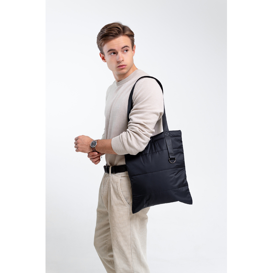 Шоппер Superbag Bubble, стёганый, с магнитной кнопкой (черный)-6