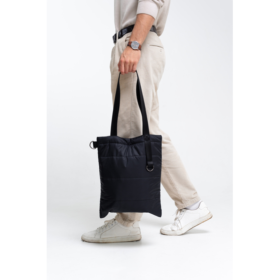 Шоппер Superbag Bubble, стёганый, с магнитной кнопкой (черный)-7