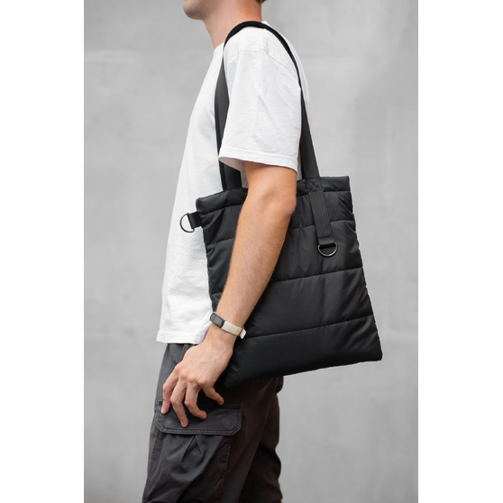 Шоппер Superbag Bubble, стёганый, с магнитной кнопкой (черный)-8