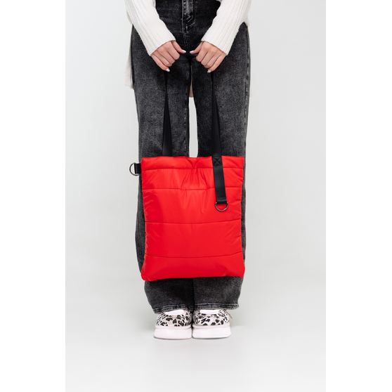 Шоппер Superbag Bubble, стёганый, с магнитной кнопкой (красный с черным)-5