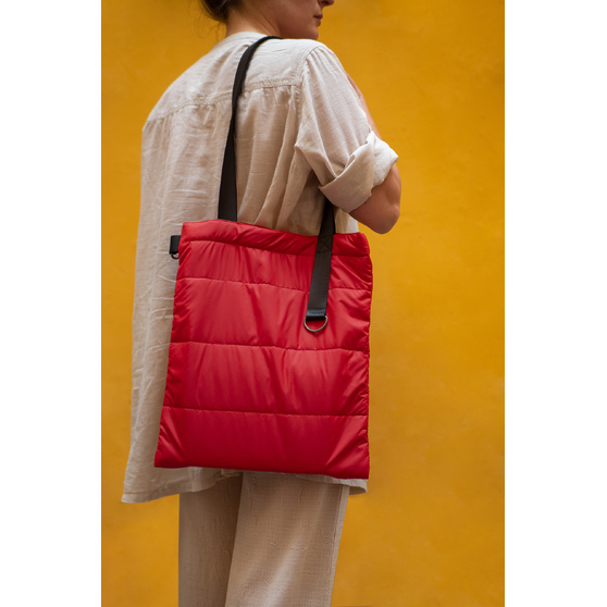 Шоппер Superbag Bubble, стёганый, с магнитной кнопкой (красный с черным)-8