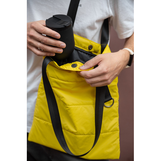 Шоппер Superbag Bubble, стёганый, с магнитной кнопкой (жёлтый с чёрным)-7