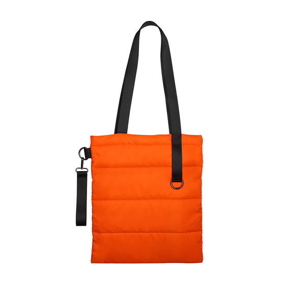 Шоппер Superbag Bubble, стёганый, с магнитной кнопкой (оранжевый с черным)-3