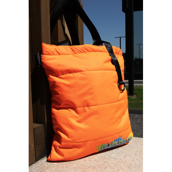 Шоппер Superbag Bubble, стёганый, с магнитной кнопкой (оранжевый с черным)-8