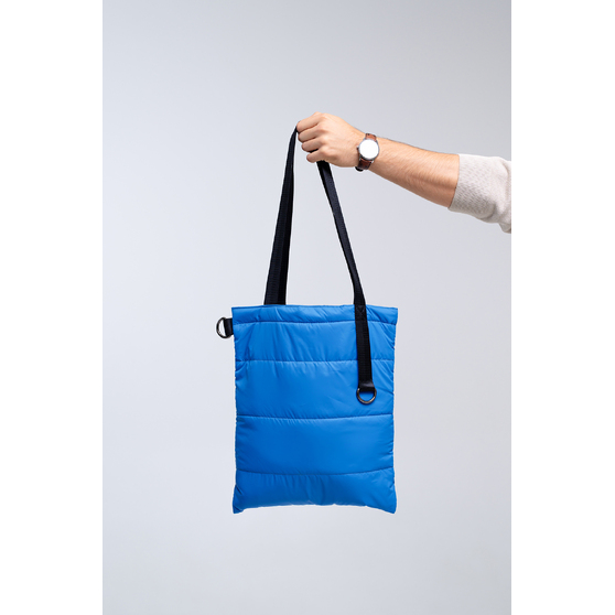 Шоппер Superbag Bubble, стёганый, с магнитной кнопкой (голубой с черным)-5