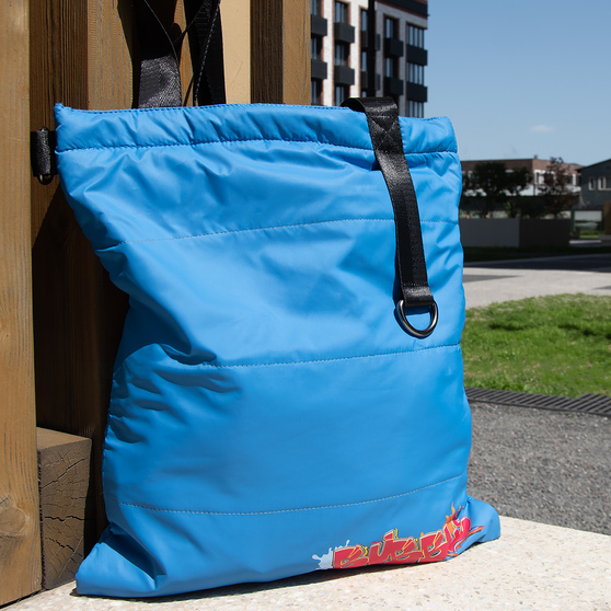 Шоппер Superbag Bubble, стёганый, с магнитной кнопкой (голубой с черным)-8