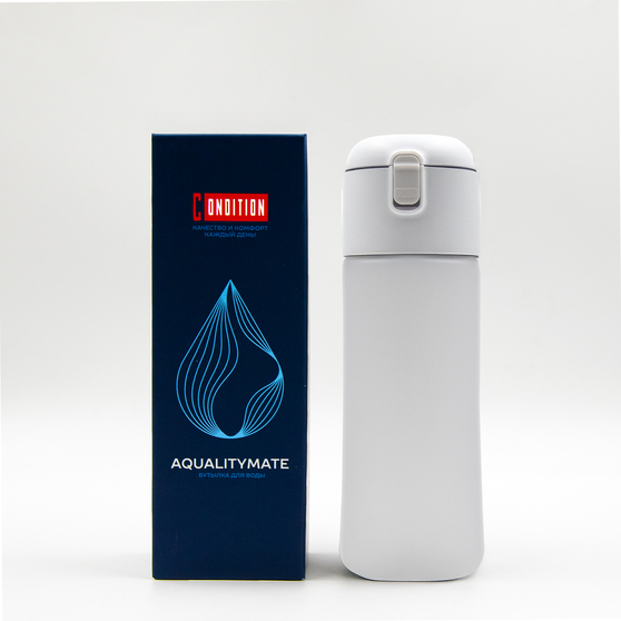 Бутылка для воды AqualityMate (белый)-5
