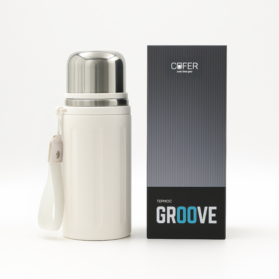 Термос Groove (слоновая кость)-11