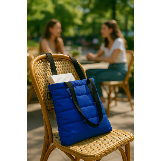 Шоппер Superbag Bubble New, стёганый, со скрытой магнитной кнопкой (синий с чёрным)-6