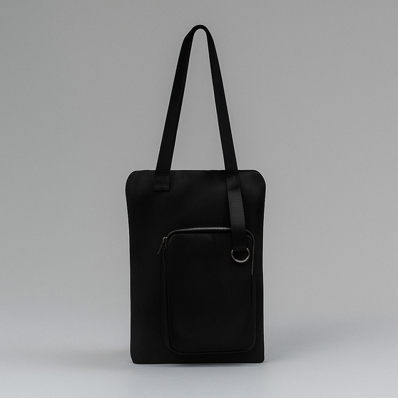 Шоппер Superbag Pocket, с внутренним креплением (карабин) и чехлом для мелочей (черный)-6
