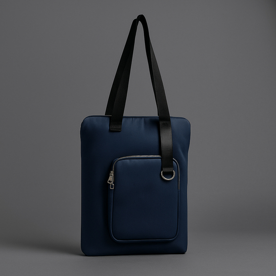 Шоппер Superbag Pocket, с внутренним креплением (карабин) и чехлом для мелочей (темно-синий с черным)-6