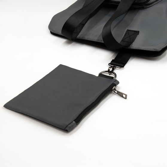 Шоппер Superbag Pocket, с внутренним креплением (карабин) и чехлом для мелочей (серый с черным)-2