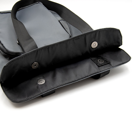 Шоппер Superbag Pocket, с внутренним креплением (карабин) и чехлом для мелочей (серый с черным)-3