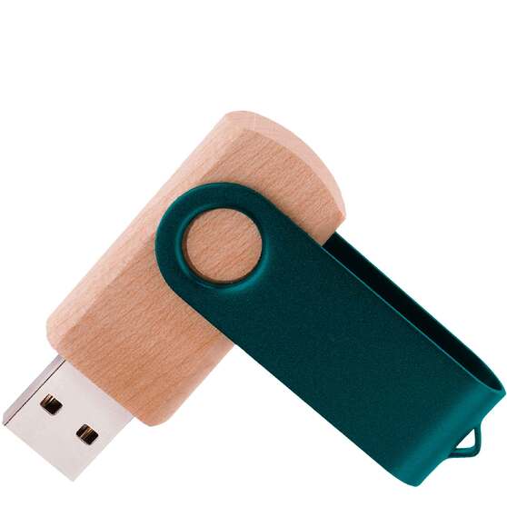 Флешка TWIST WOOD COLOR Светлое дерево с зеленым 4014.31.02.4ГБ-1
