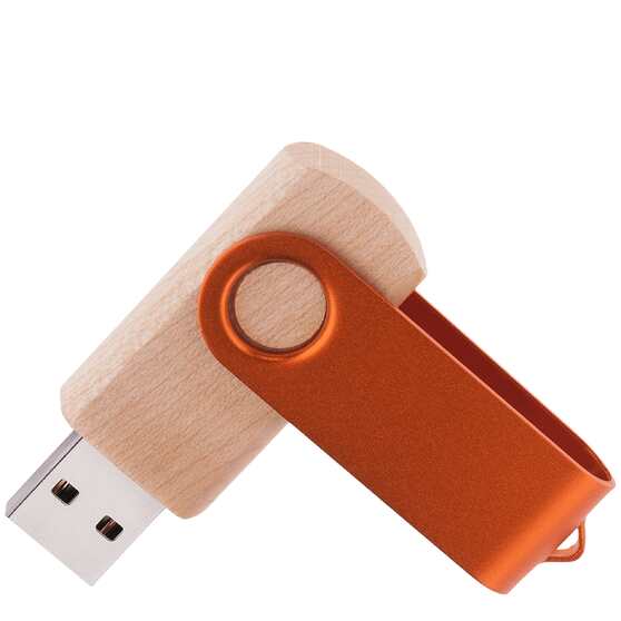 Флешка TWIST WOOD COLOR Светлое дерево с оранжевым 4014.31.05.32ГБ3.0-1