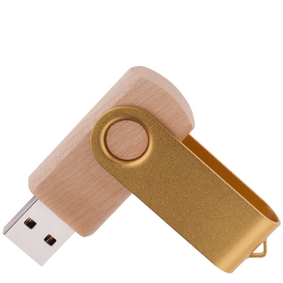Флешка TWIST WOOD COLOR Светлое дерево с золотистым 4014.31.17.4ГБ-1
