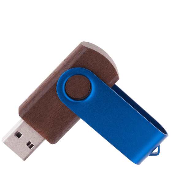 Флешка TWIST WOOD COLOR Темное дерево с синим 4014.32.01.32ГБ3.0-1