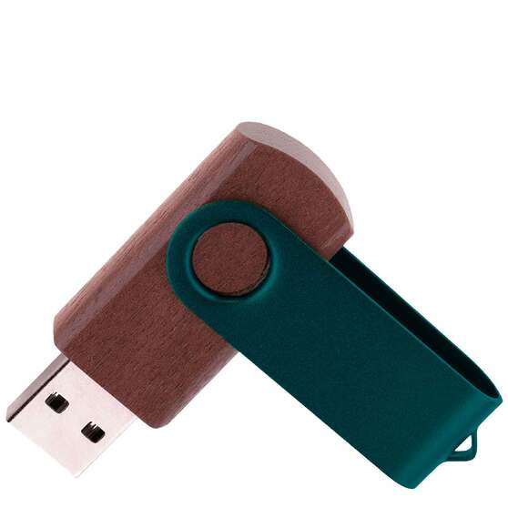 Флешка TWIST WOOD COLOR Темное дерево с зеленым 4014.32.02.8ГБ-1