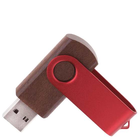 Флешка TWIST WOOD COLOR Темное дерево с красным 4014.32.03.64ГБ-1