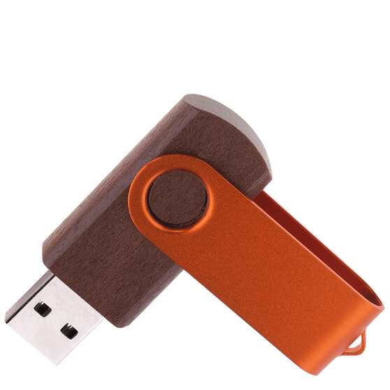 Флешка TWIST WOOD COLOR Темное дерево с оранжевым 4014.32.05.32ГБ3.0-1