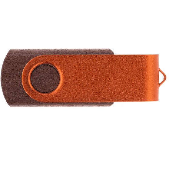 Флешка TWIST WOOD COLOR Темное дерево с оранжевым 4014.32.05.64ГБ-2
