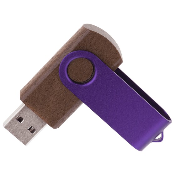 Флешка TWIST WOOD COLOR Темное дерево с фиолетовым 4014.32.11.32ГБ3.0-1