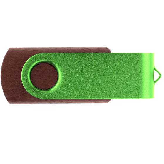 Флешка TWIST WOOD COLOR Темное дерево с салатовым 4014.32.15.32ГБ3.0-2