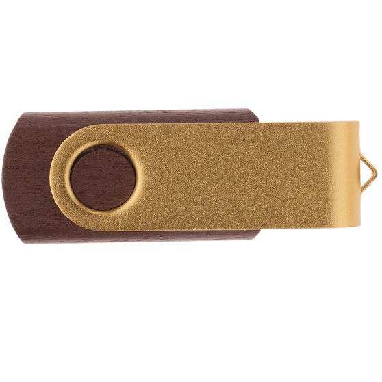 Флешка TWIST WOOD COLOR Темное дерево с золотистым 4014.32.17.32ГБ3.0-2