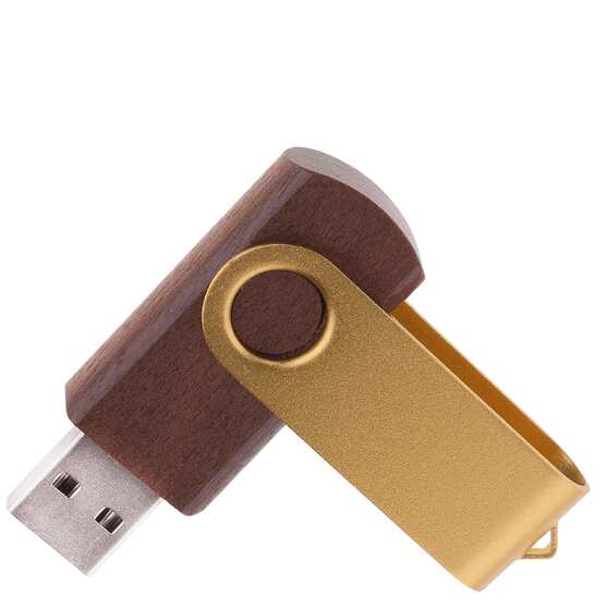 Флешка TWIST WOOD COLOR Темное дерево с золотистым 4014.32.17.4ГБ-1
