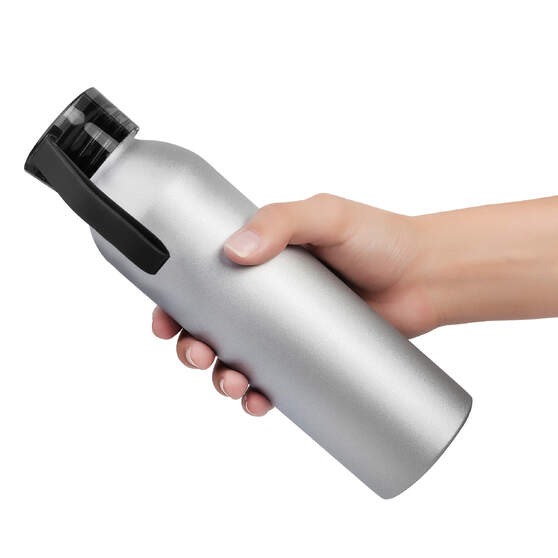 Бутылка для воды VIKING SILVER 650мл. Серебристая с черной крышкой 6141.08-2