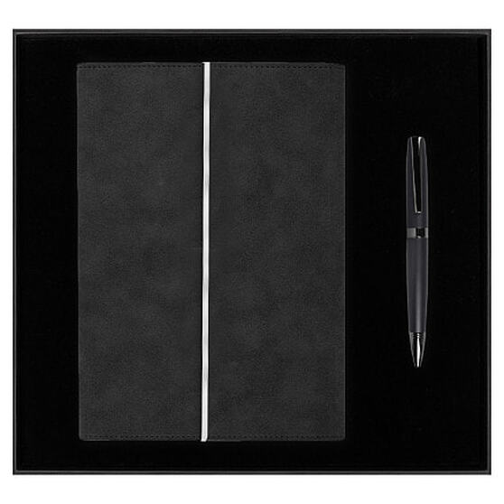 Набор подарочный Solution Prestige Duo, (Ежедневник в суперобложке Country Galaxy Nuba A5+, Ручка шариковая матовая Prime), черный