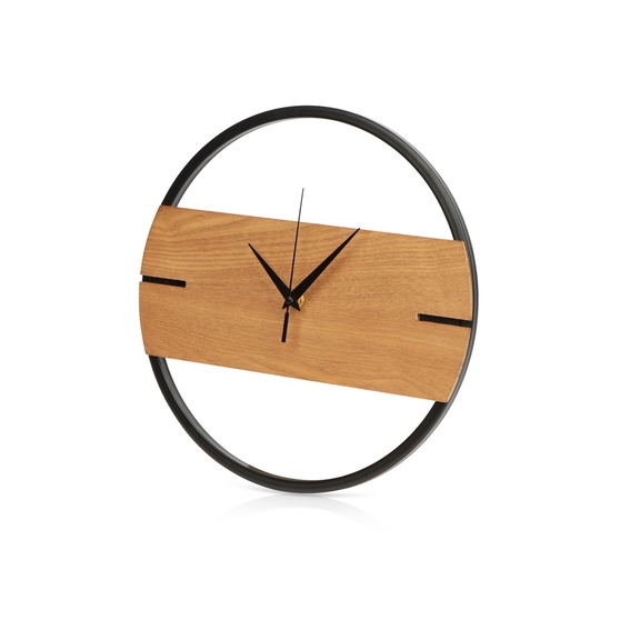 Деревянные часы с металлическим ободом «Time Wheel»