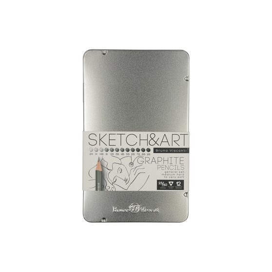 Набор из 12 чернографитовых карандашей «Sketch & Art» 2Н - 9В