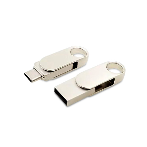 USB 2.0- флешка «Uranium» на 64 Гб с поворотным механизмом и дополнительным разъемом Type-C