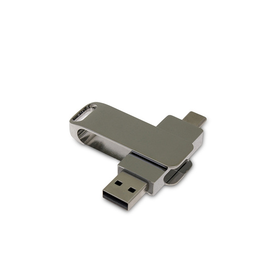 USB 3.0- флешка на 16 Гб с поворотным механизмом и дополнительным разъемом Type-C
