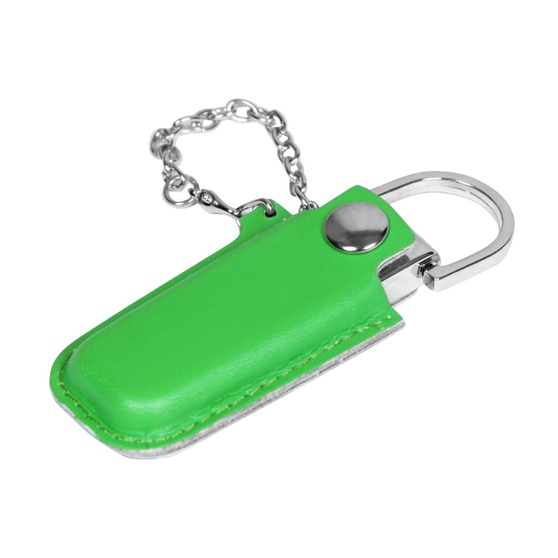 USB 2.0- флешка на 32 Гб в массивном корпусе с кожаным чехлом