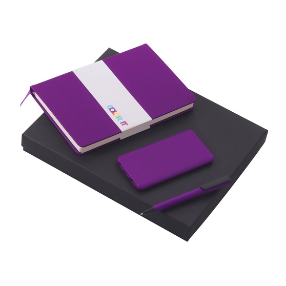 Подарочный набор «COLOR IT» c блокнотом, ручкой и повербанком, 5000 mAh