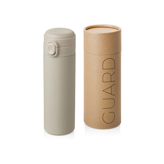 Вакуумная термокружка c кнопкой «Guard», soft-touch, 400 мл, тубус