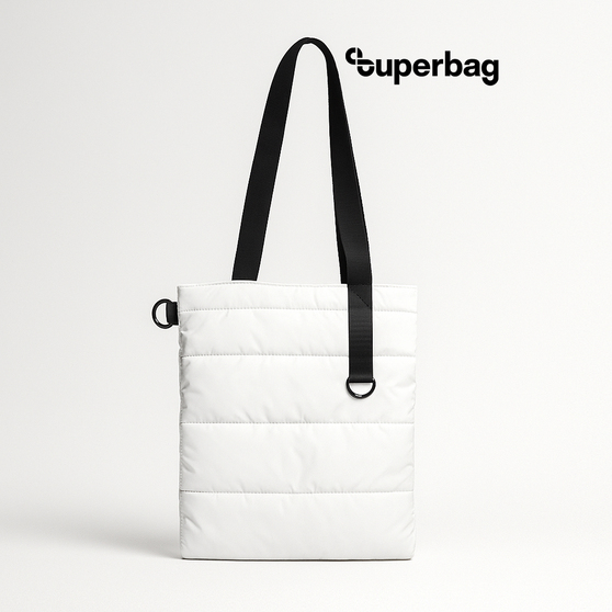 Шоппер Superbag Bubble, стёганый, с магнитной кнопкой (белый с черным)