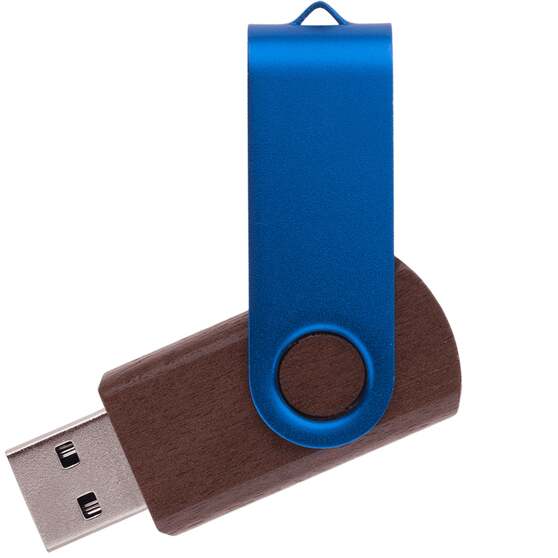 Флешка TWIST WOOD COLOR Темное дерево с синим 4014.32.01.16ГБ3.0