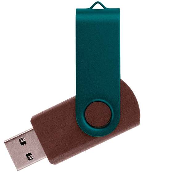 Флешка TWIST WOOD COLOR Темное дерево с зеленым 4014.32.02.64ГБ