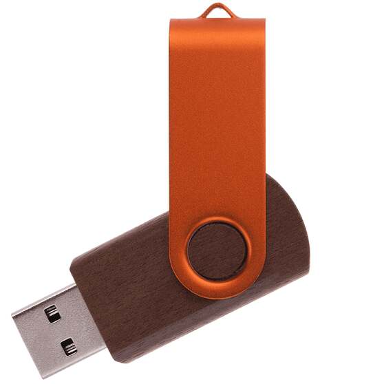 Флешка TWIST WOOD COLOR Темное дерево с оранжевым 4014.32.05.16ГБ