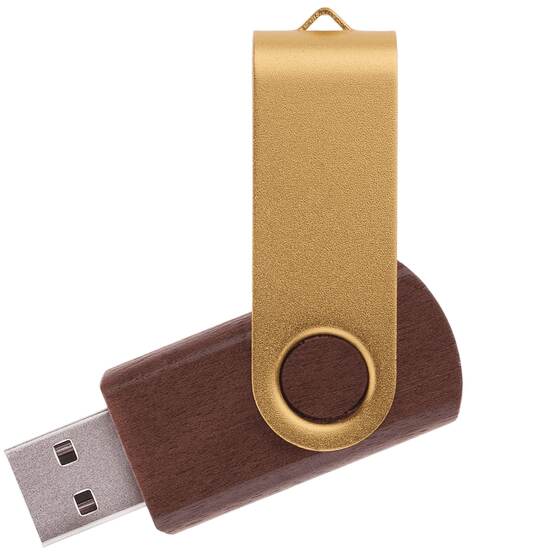 Флешка TWIST WOOD COLOR Темное дерево с золотистым 4014.32.17.32ГБ3.0