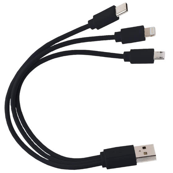 Кабель USB 3 в 1 (Micro, Type-C, Lightning) Черный 6011.08